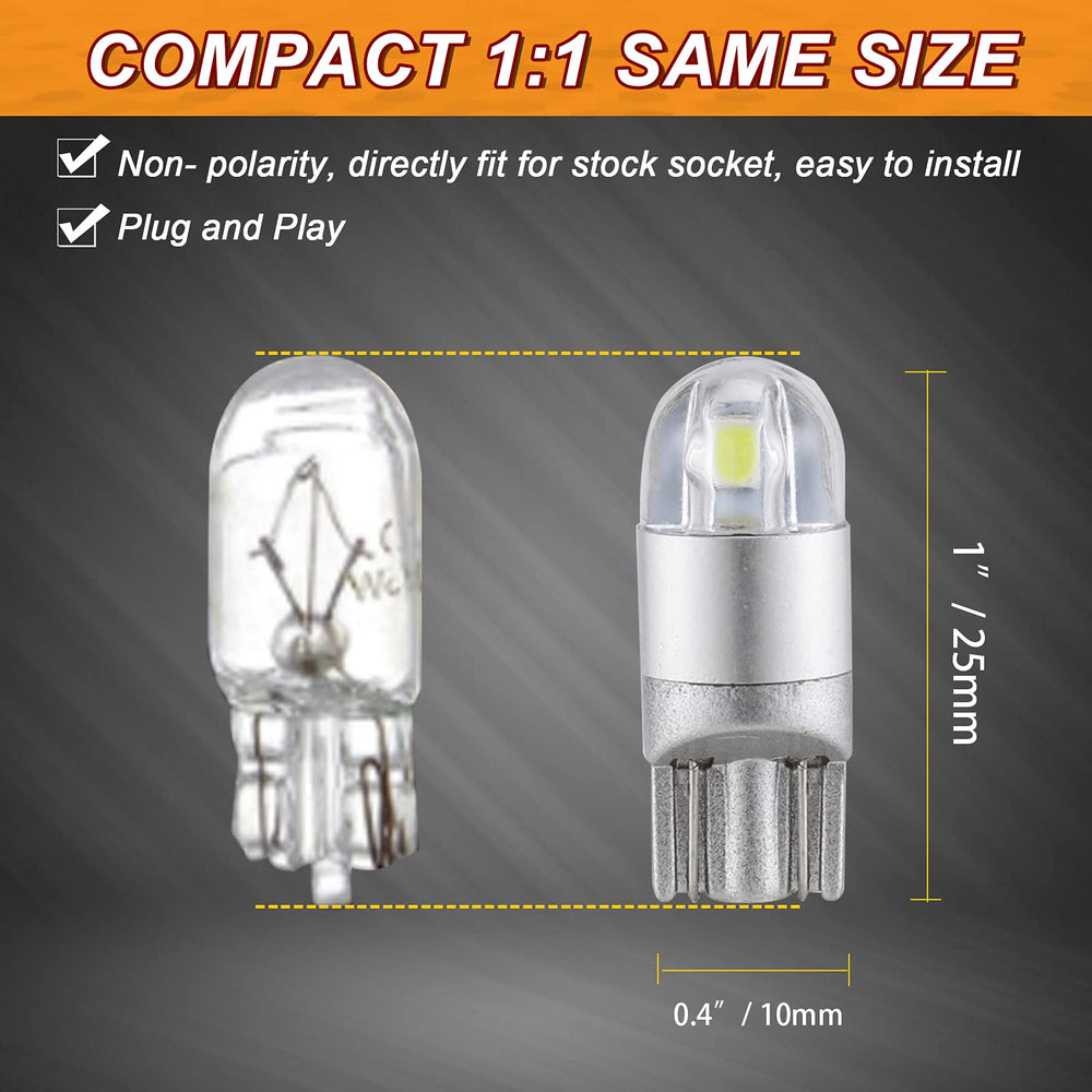 Auxbeam 194 LED bulbs enhance side marker light readability at night