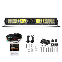Auxbeam 22in light bar with 5D Pro lens front view for extended night illumination.