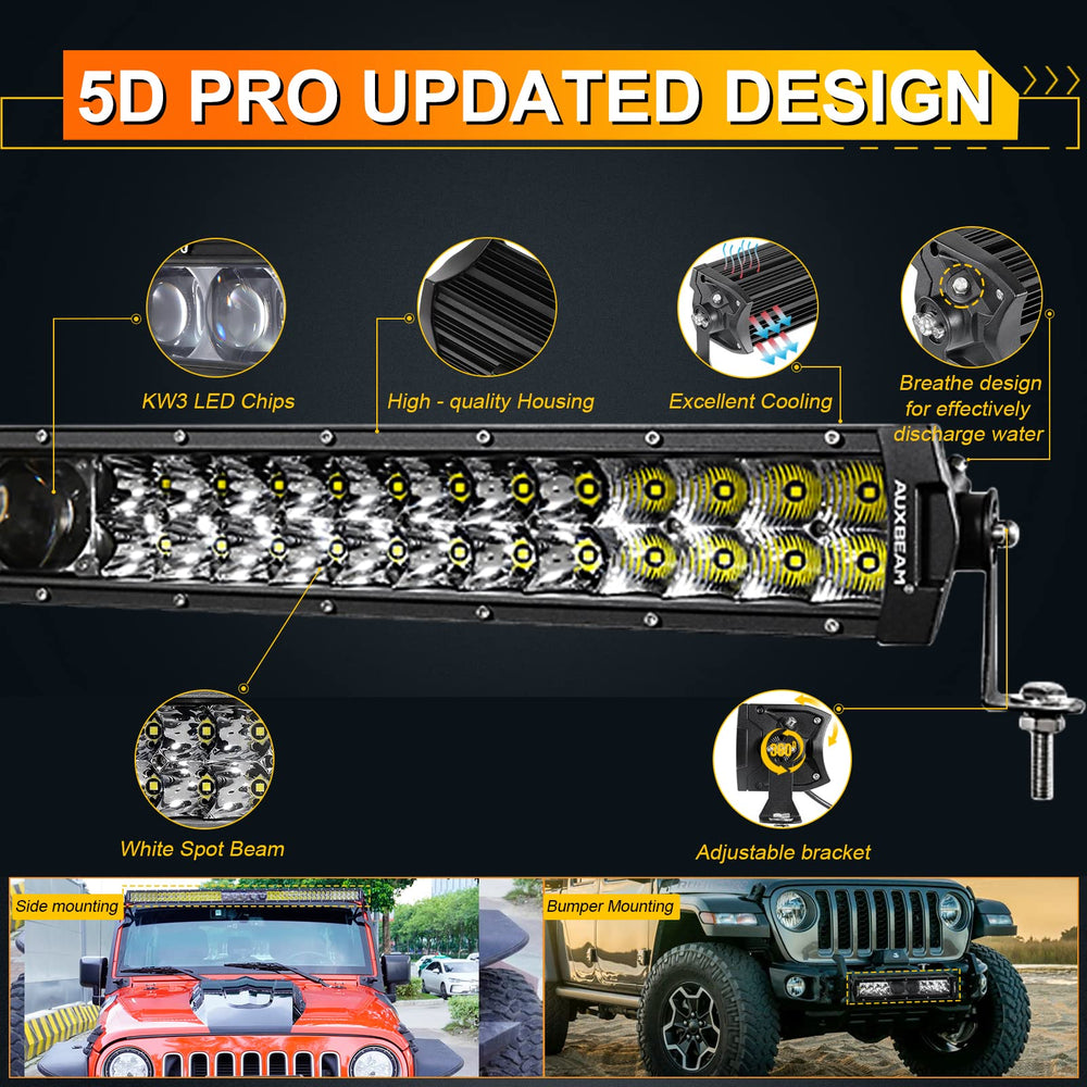 Auxbeam 32in LED bar adjustable mounting brackets enable versatile installation