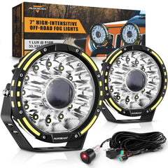 Auxbeam 360-PRO round lights with beam-combo for enhanced night visibility on rugged trails