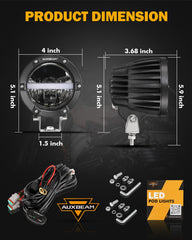 Auxbeam combo-beam LED pod delivering versatile far-low beam for night rides.