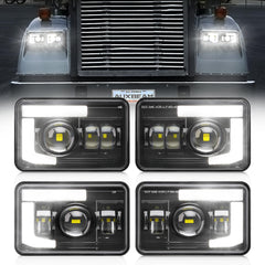 Auxbeam 4x6 LED headlights front view enhances night driving visibility