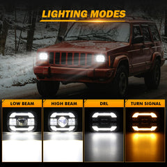 Auxbeam 5x7 headlight low beam provides broad, steady night visibility for safe driving