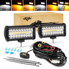 Auxbeam 7-inch amber-white modes: versatile on-road and off-road use.