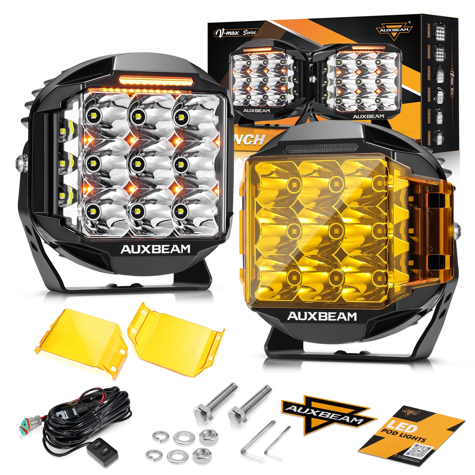 Auxbeam 7-inch LED pod light front-spot beam for long-range visibility.