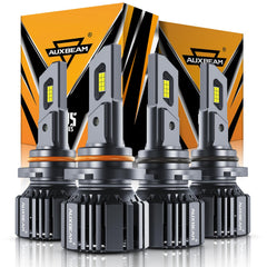 Auxbeam 9005/9006 combo bulbs package shows compact design for easy installation.