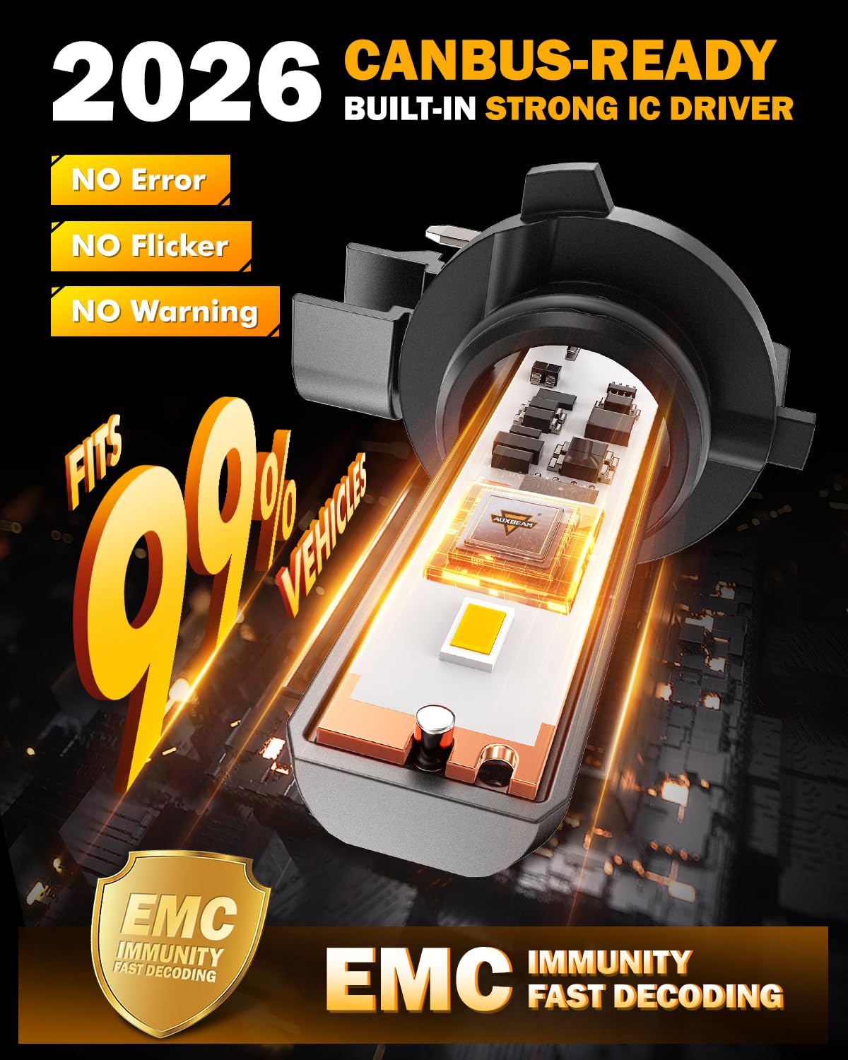 Auxbeam 9006 fog light enhances off-road visibility in adverse weather conditions.