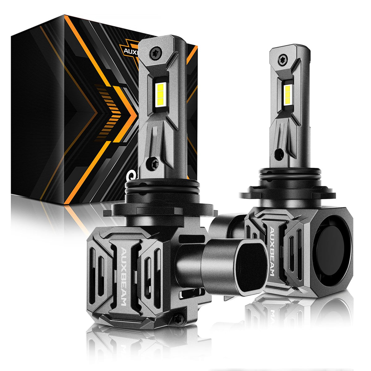 Auxbeam 9006 light front view highlights compact design for quick upgrades.