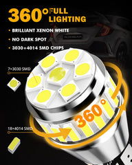 Auxbeam 912-921 LED bulb showing 4000-lumen brightness for safer night parking