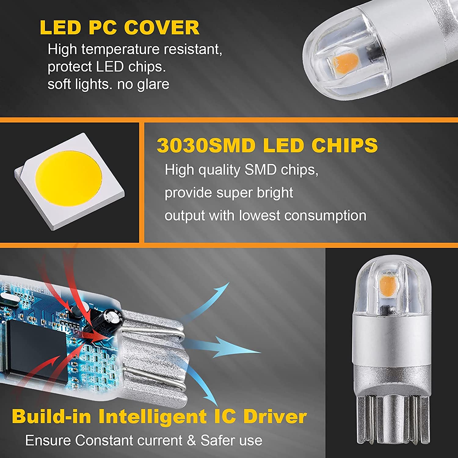 Auxbeam amber 194 license plate light improves plate visibility.