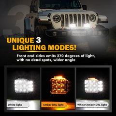 Auxbeam amber DRL feature adds daytime visibility and alerts on the road.