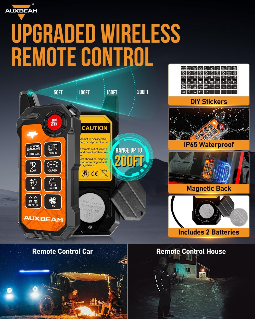 Auxbeam AS-800 Bluetooth App Interface with color and icon customization.