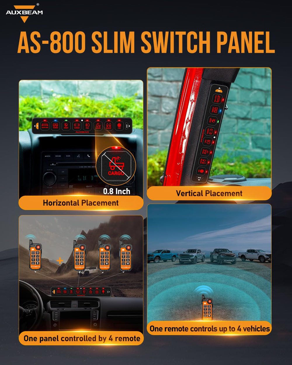 Auxbeam AS-800 Safety Features with relays and circuit breaker.