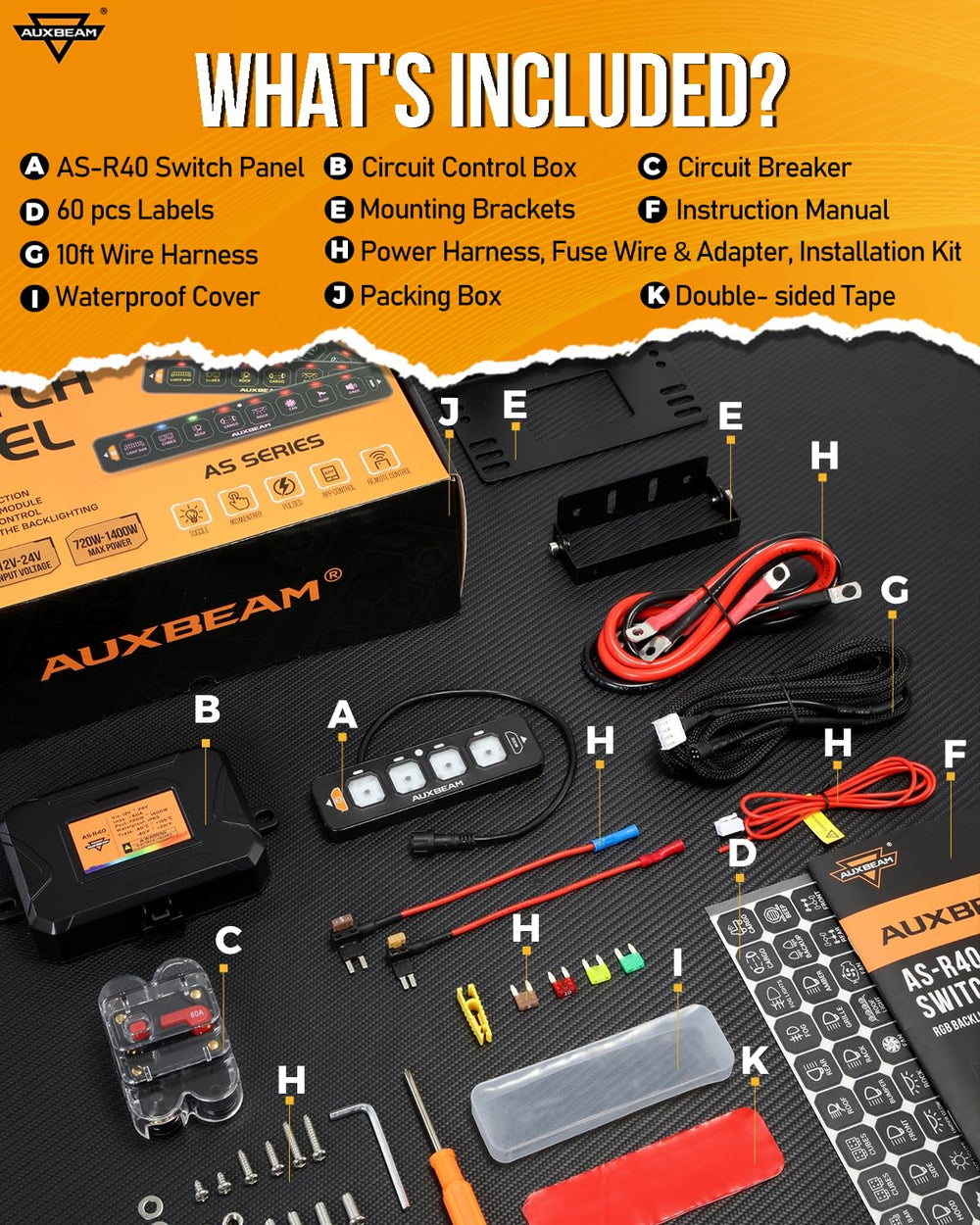 Auxbeam AS-R40 waterproof cover protects electronics from splashes and dust.