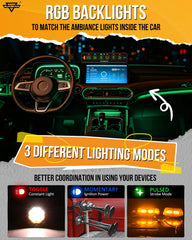 Auxbeam AS-R60 RGB backlight with vivid color options for visibility