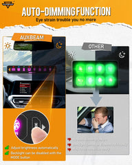 Close-up of AS-R80 mode button illustrating backlight modes and quick access