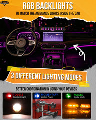 Auxbeam AS-R80 RGB backlight display showing color options for customization