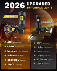 Auxbeam B1B 3157 switchback front signal with amber glow for safer signaling.