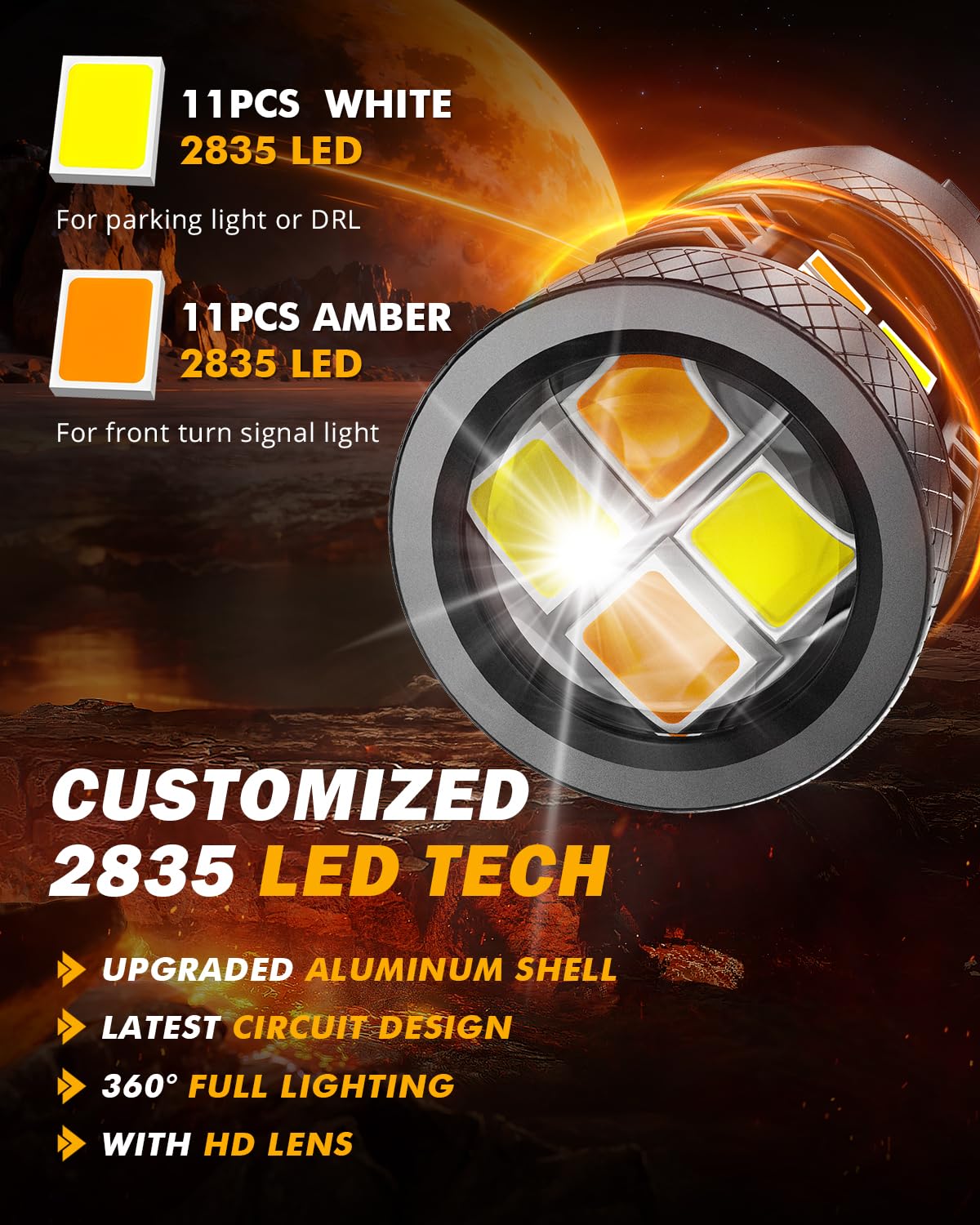 Auxbeam B1B aluminum body promotes faster cooling and longevity.