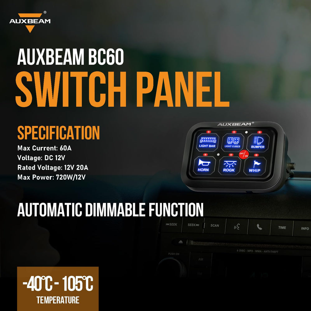 Auxbeam BC60 complete package includes fuses, zip ties, and manual for setup.