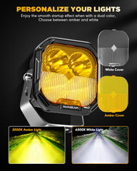 Auxbeam Color Play Series 3-inch LED pods wide beam illumination