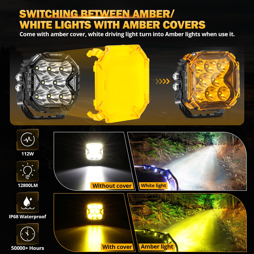 Auxbeam Cube-Z 4-inch LED pod mounted on a Jeep Wrangler during installation