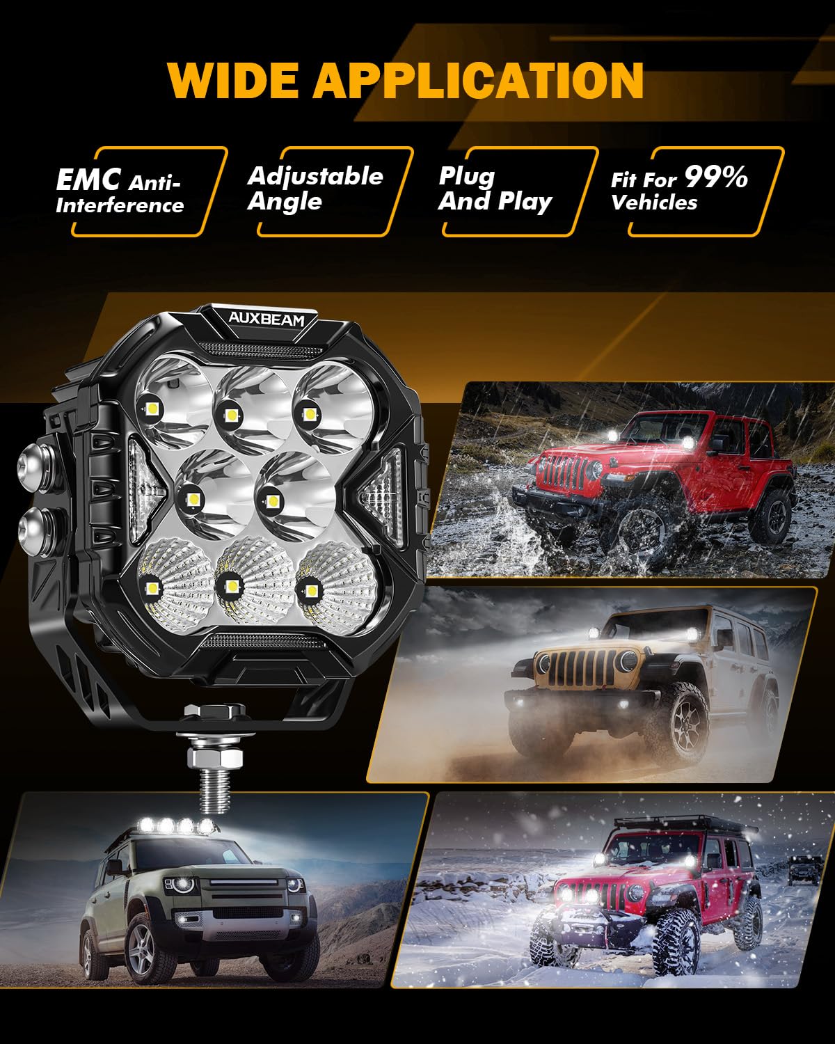 Auxbeam Cube-Z 4-inch pod light accessories kit for quick setup