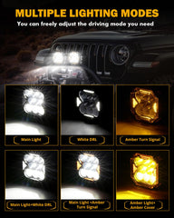 Auxbeam Cube-Z 4-inch pod light with amber cover, wide flood for broad off-road coverage