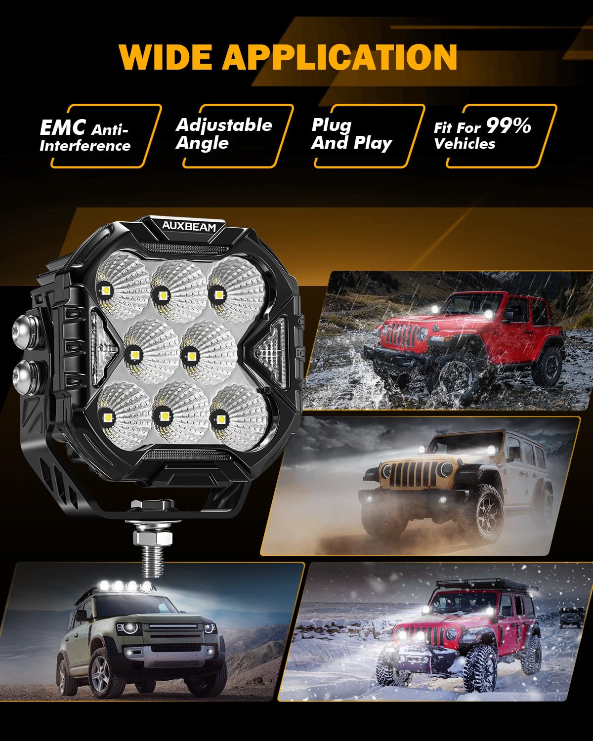 Auxbeam Cube-Z packaging includes all accessories for quick install