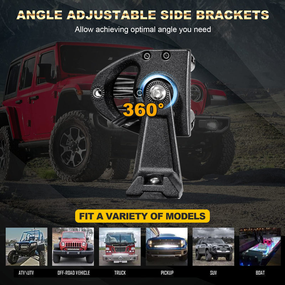 Auxbeam curved design with adjustable angle fits many vehicle shapes.