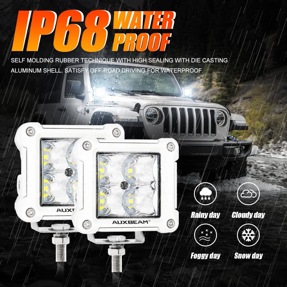 Auxbeam FA Series IP68 seal with Breathe Part resists moisture in harsh environments.
