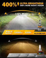 Auxbeam penetrating white light clarifies foggy or rainy roads