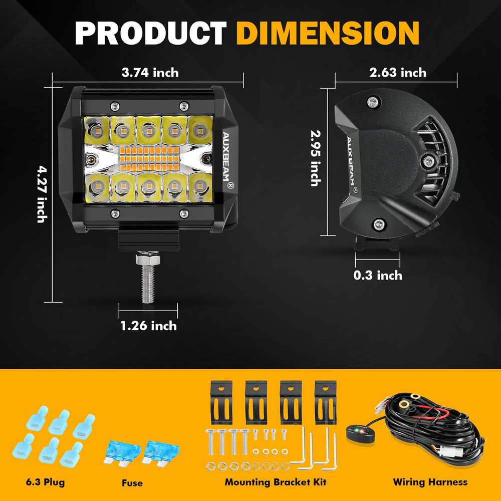 Auxbeam four-pack ready-to-install lighting for multiple vehicles