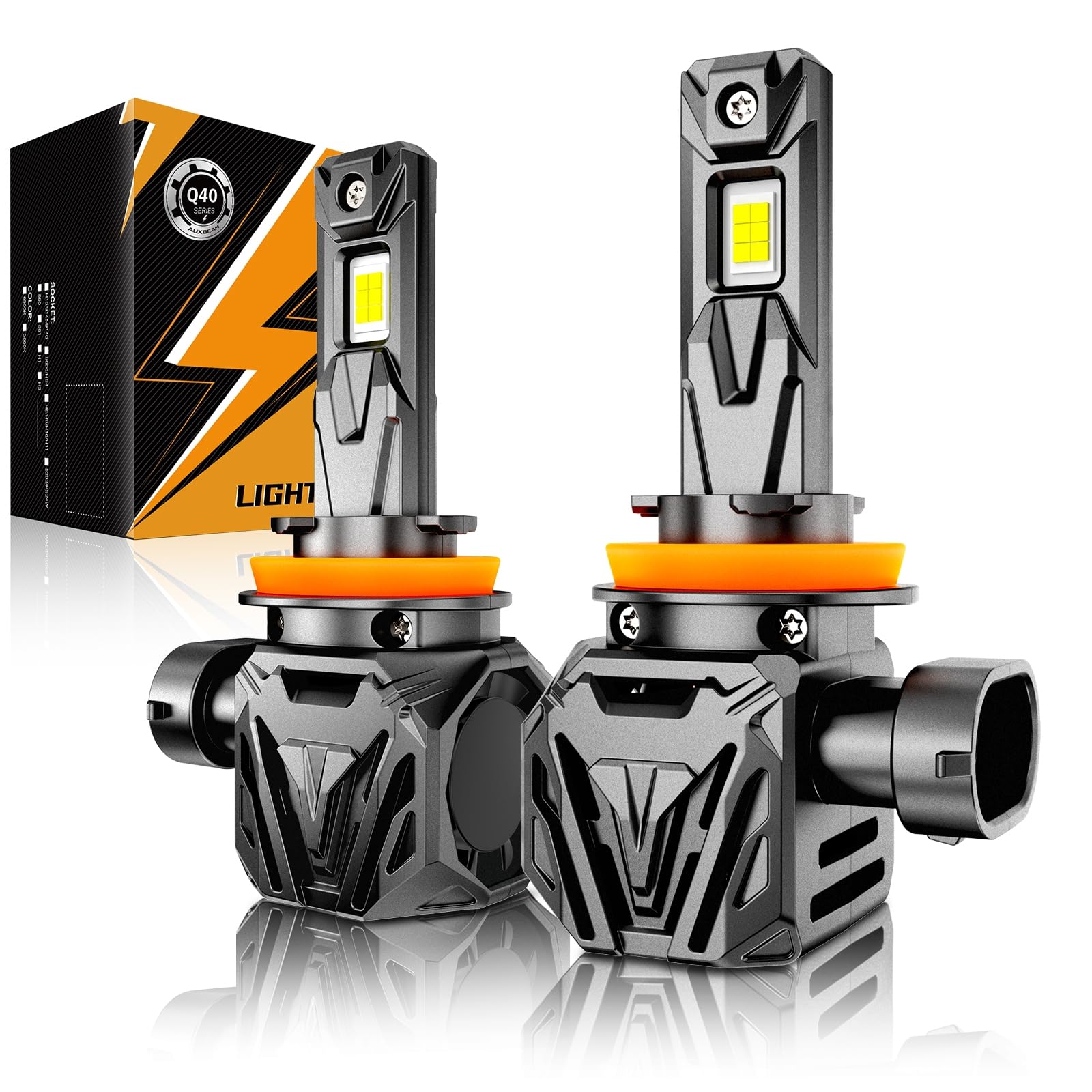 Auxbeam H11 Q40 fog light beam delivers high-intensity off-road illumination.