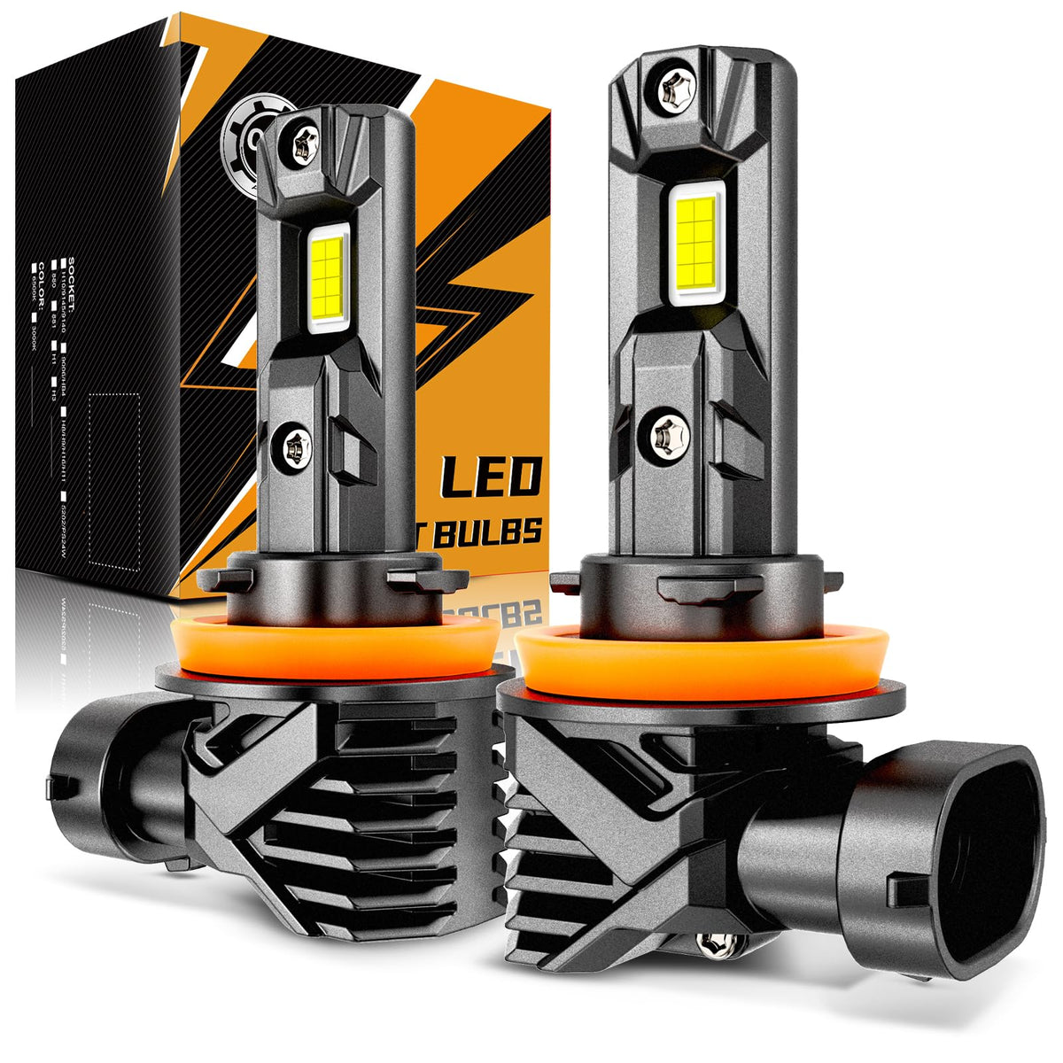 Auxbeam H11 H9 H8 fog light front view with bright 6500K output for safer night driving.