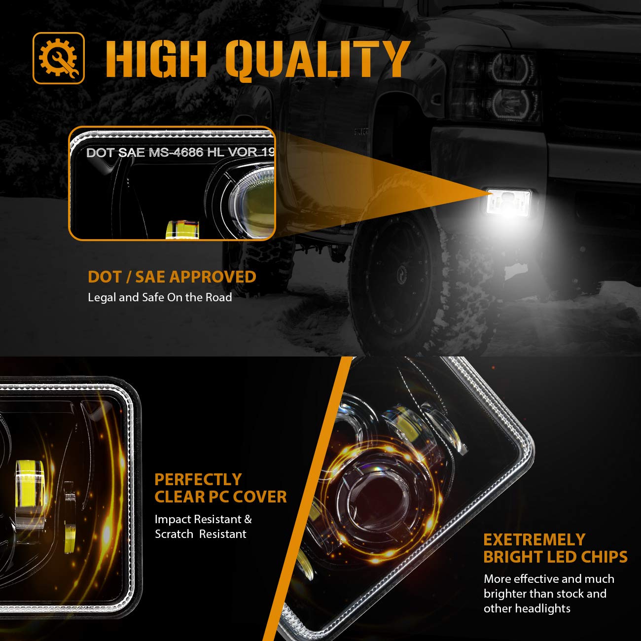 Auxbeam IP67 waterproof rating on headlight housing for rugged weather.