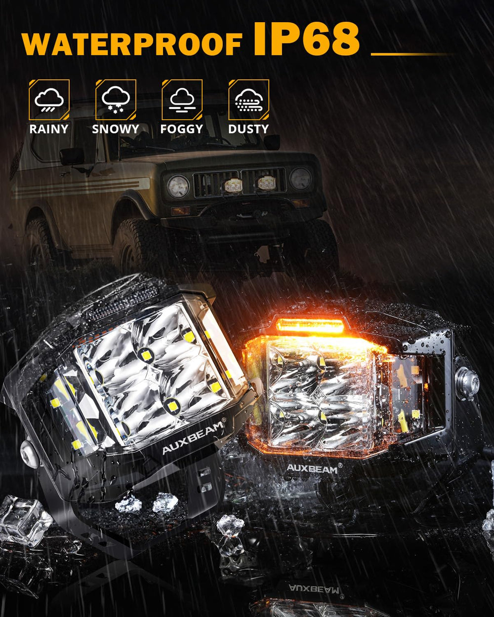 Auxbeam aluminum housing delivers durable, weatherproof off-road performance