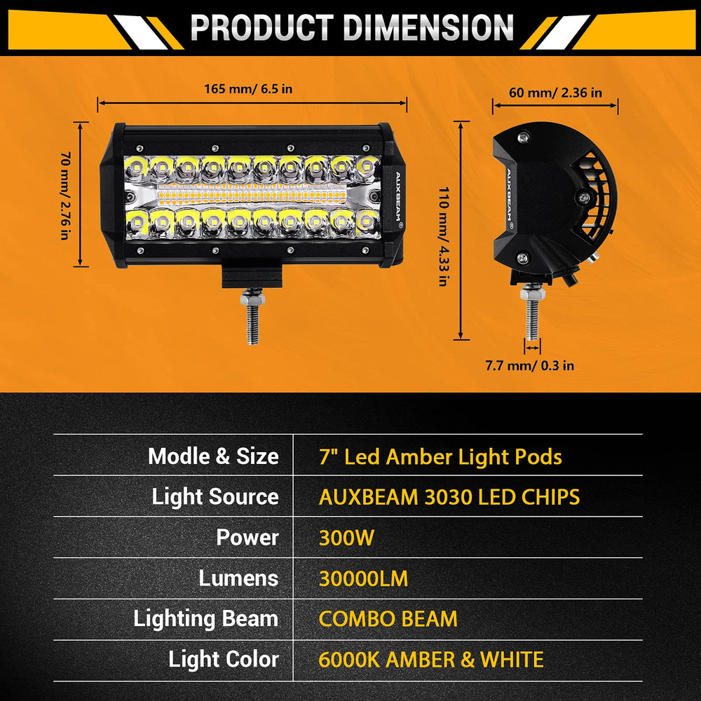 Auxbeam IP68 waterproof and dustproof design for rugged conditions.