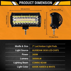 Auxbeam IP68 waterproof and dustproof design for rugged conditions.