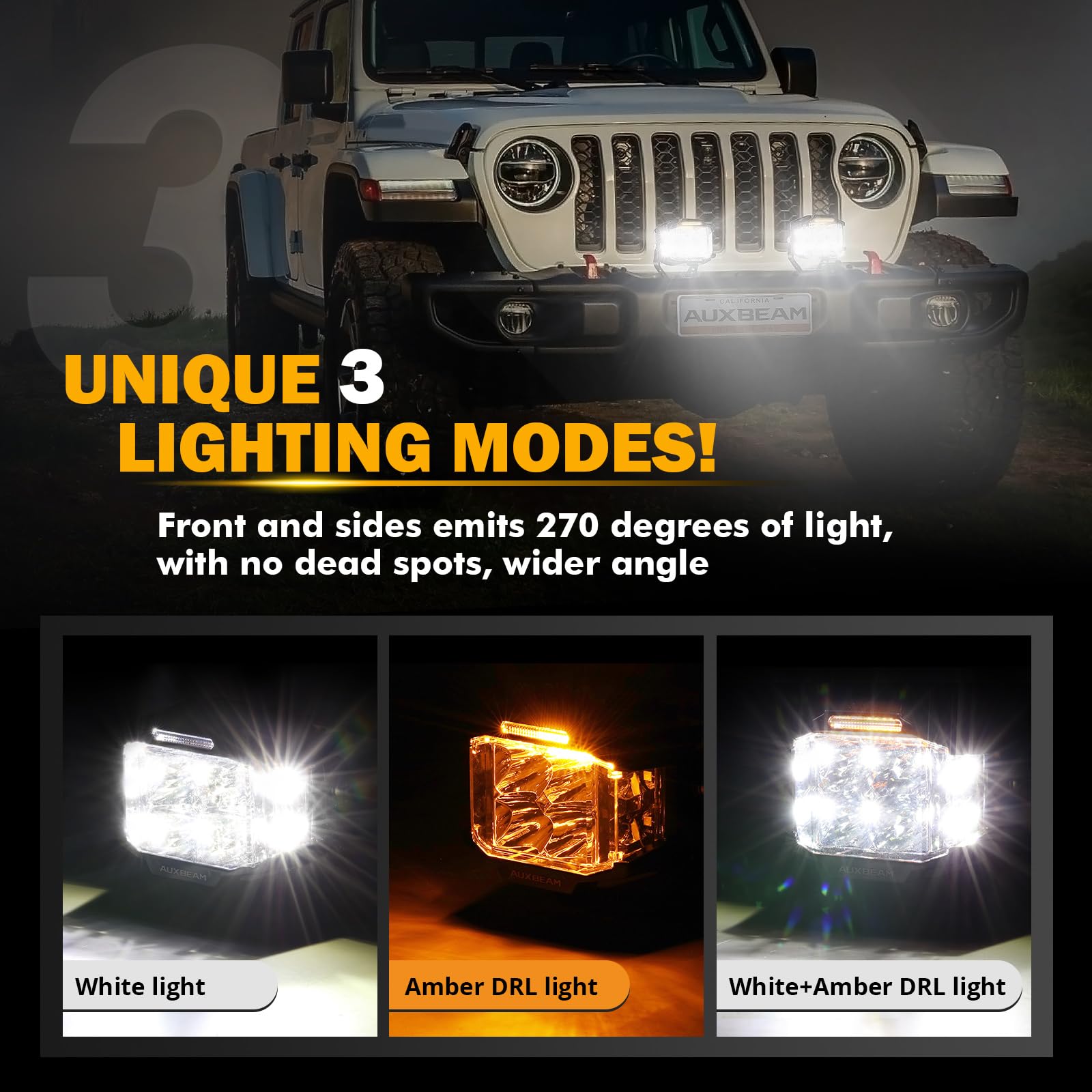 Auxbeam IP68 housing protects against water, dust, and impact