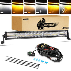 Auxbeam LED light bar 30 inch front view highlights dual color options for enhanced visibility.