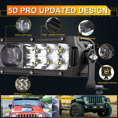 Auxbeam light bar showing mounting brackets for bumper or roof rack installation.