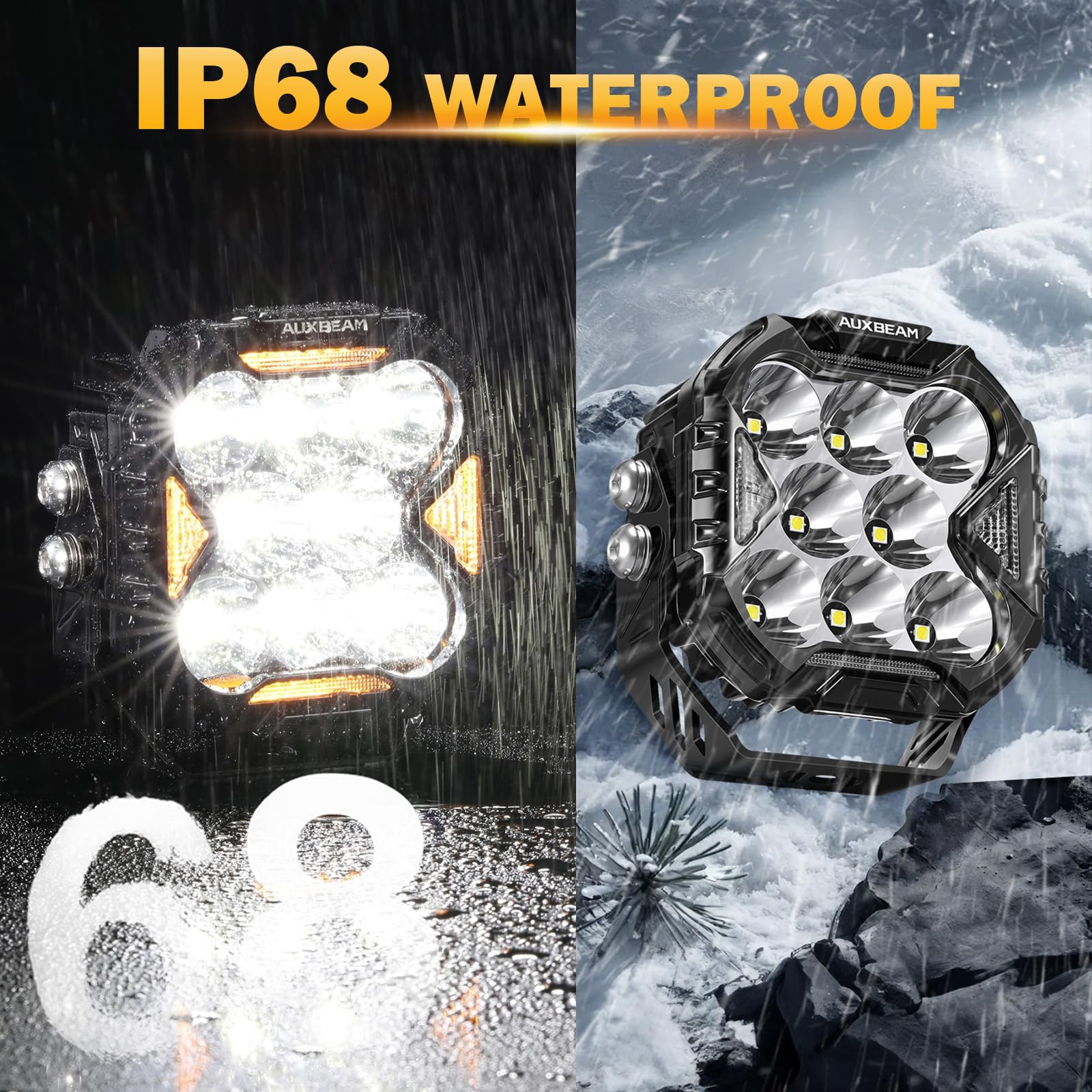 Auxbeam LED pod mounted on bull bar for rugged off-road use