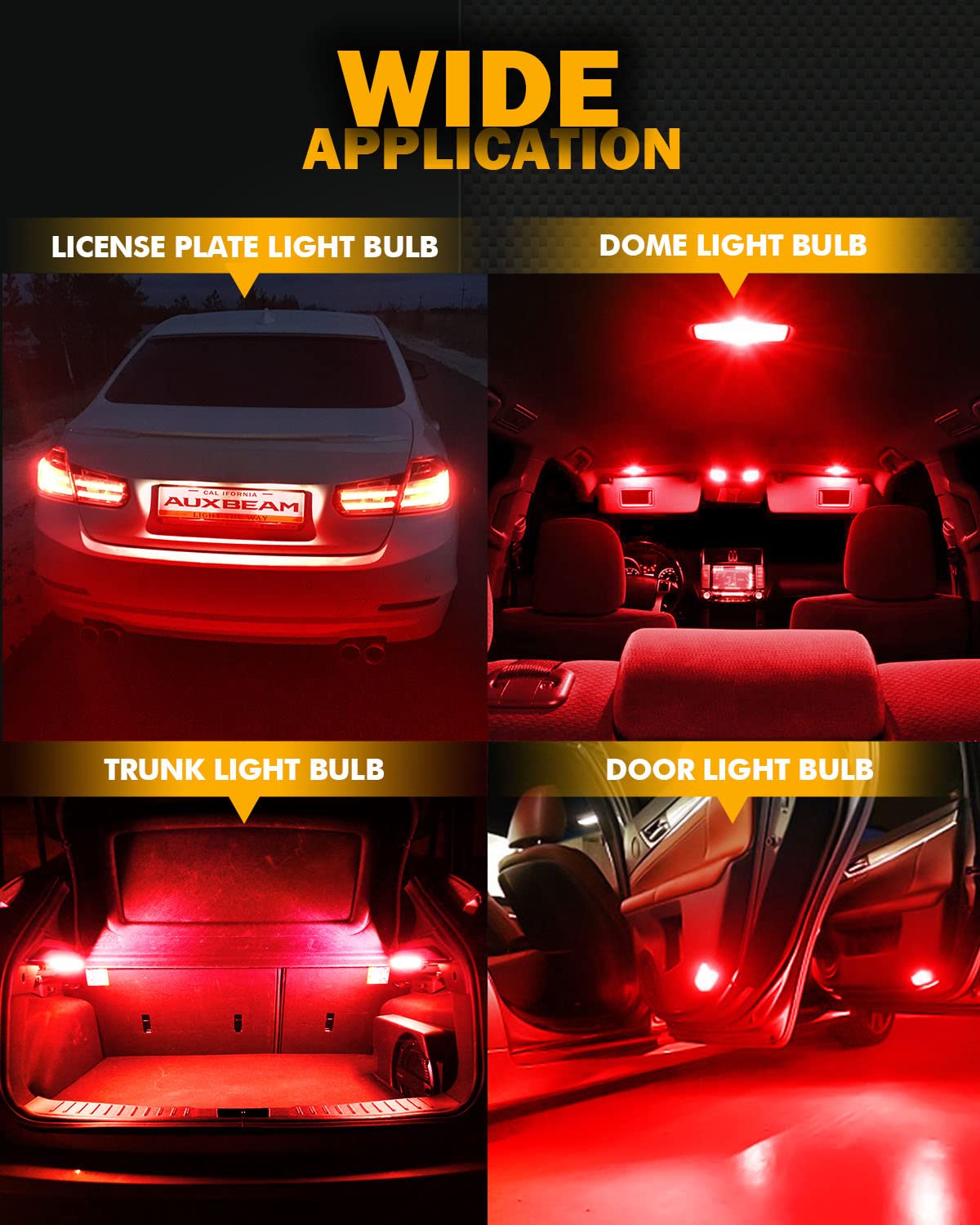 Auxbeam license plate light upgrade for sharper plate illumination.