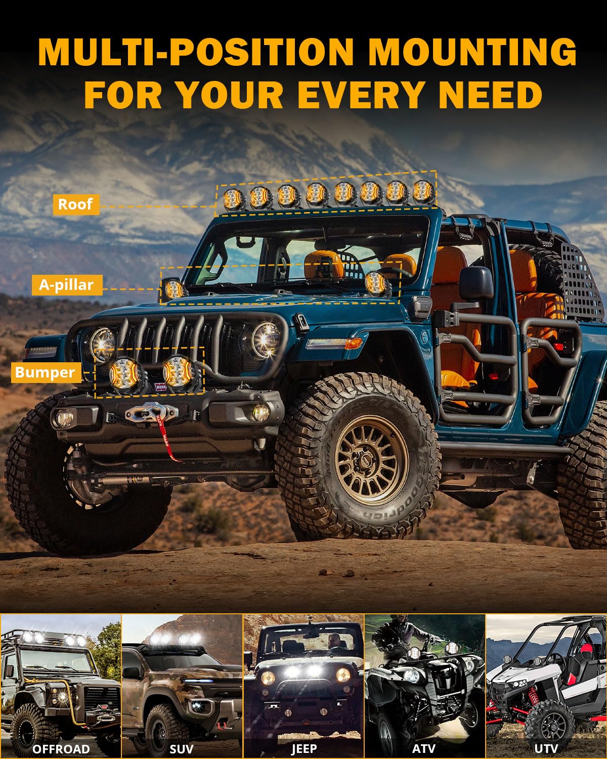 Auxbeam two-pack ready for versatile off-road lighting applications.