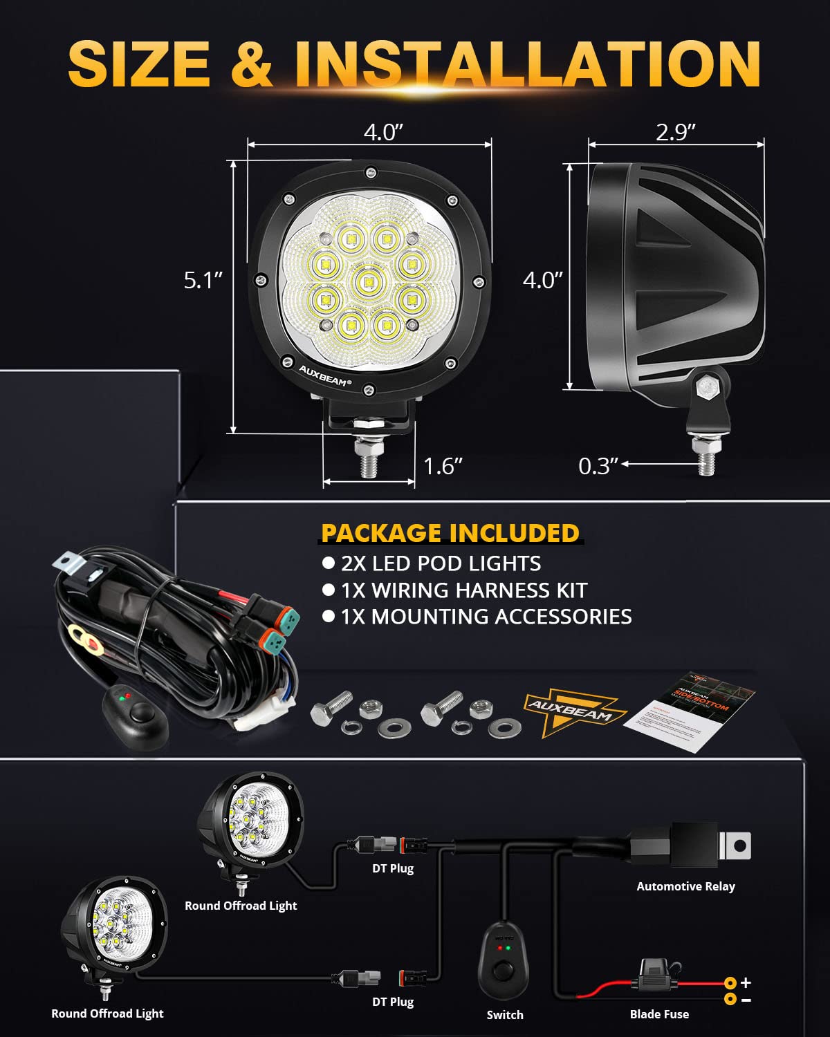 DT wiring harness kit included for quick, plug-and-play installation