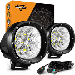 Auxbeam P4 series flood light pod front view with wide 60° beam for night visibility
