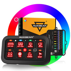Auxbeam RA80 panel front view shows rugged aluminum build for off-road reliability.