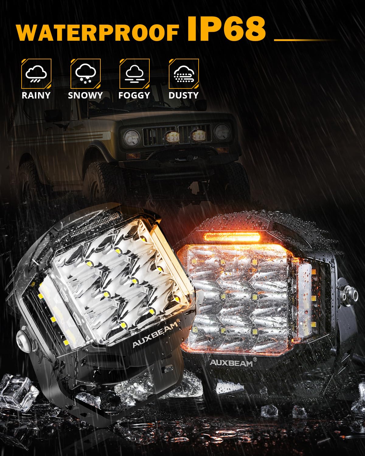 Auxbeam V-MAX 5in pod uses rugged aluminum housing for tough off-road rides.