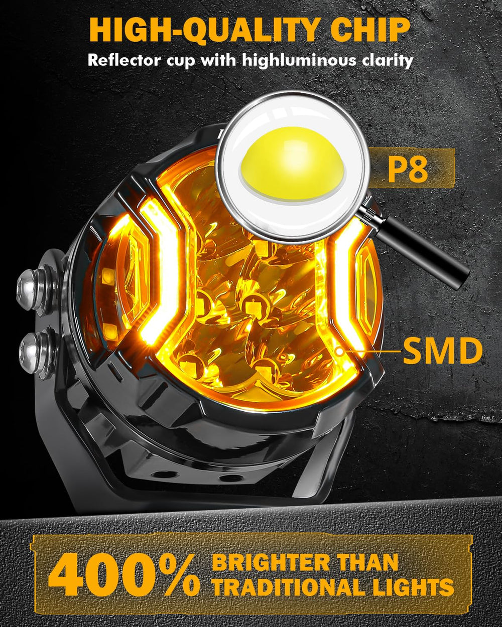 Auxbeam V-Ultra IP68 waterproof pod resists rain and dust.